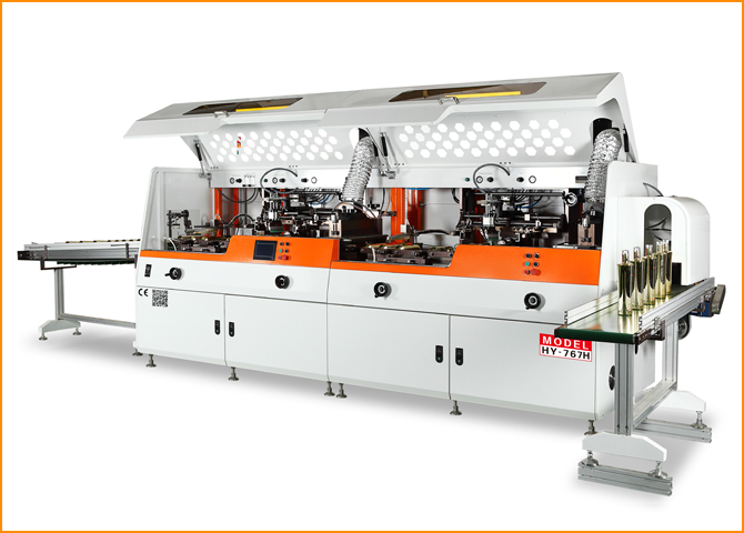 HY-767H-High-Speed-Fully-Automatic-Heightened-2-Colors-Screen-Printing-and-Cruing-Production-Line-CE-Approval-HYOO